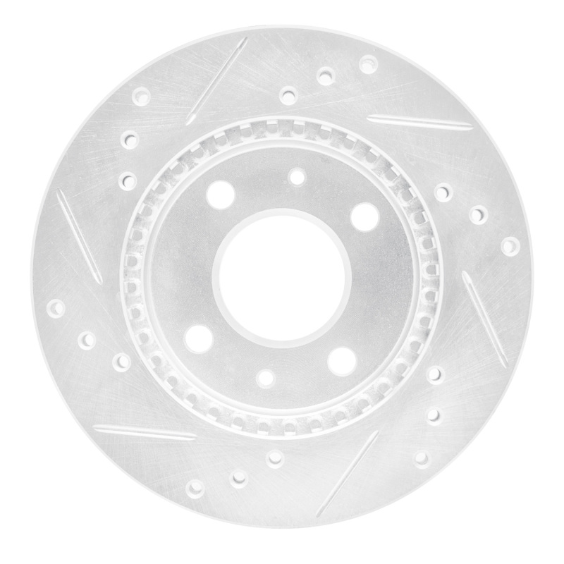 Nissan 200SX Brake Rotor (1) - Front Right - R1 Concepts - Drilled & Slotted - Silver - `95-`00
